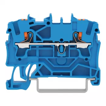 WAGO 2202-1204 2-Leiter-Durchgangsklemme mit Druckknopf, 2,5 mm, Blau