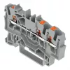 WAGO 2202-1301 - 3-Leiter-Durchgangsklemme mit Drucktaster, 2,5 mm², grau