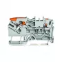 WAGO 2102-5201 2-Leiter-Durchgangsklemme mit Hebel und Druckknopf, 2,5 mm², grau