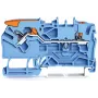 WAGO 2102-5204 2-Leiter-Durchgangsklemme mit Hebel und Druckknopf, 2,5 mm, Blau