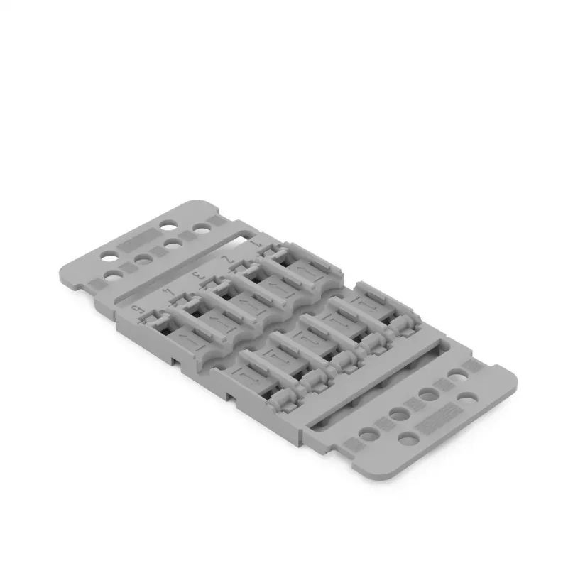 WAGO 221-2505 Montageträger mit Zugentlastung, 5-fach, grau