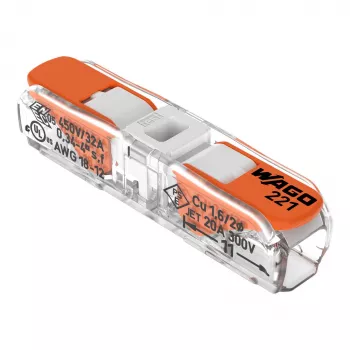 WAGO 221-2401 Inline-Spleißverbinder, 2-Leiter, 0,2-4 mm², 600 Stück, transparent/orange