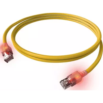 EasyLan DualBoot LED Patchkabel RJ45 S/FTP Cat.6A (Class EA) mit saCon Stecker, LSOH, gelb, 7,5 m