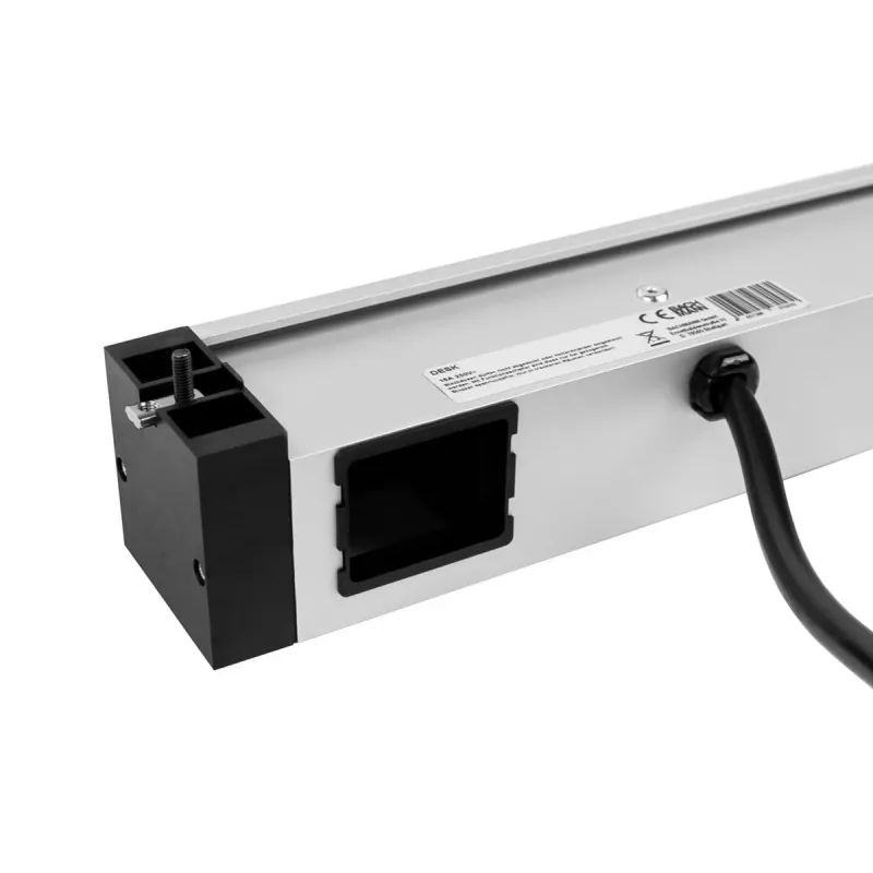 Bachmann DESK Rail Steckdosenleiste mit 2 Schuko-Steckdosen und 2 USB-Ladeanschlüssen, 2m Kabel, Silber/Schwarz