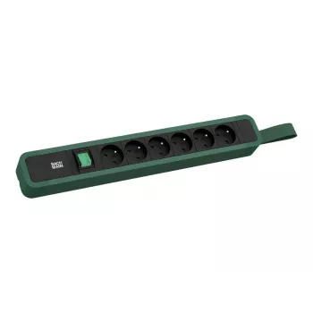 Bachmann PRIMO 2 6x Steckdosenleiste Typ E mit Schalter und Aufhängeöse 2,0 m CEE 7/7 Stecker Kieferngrün (RAL 6028)