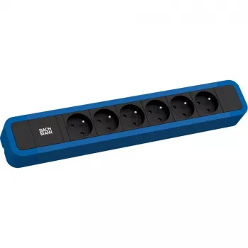 Bachmann PRIMO 2 Steckdosenleiste 6x Typ E Steckdose 2,0m CEE 7/7 Stecker Enzianblau