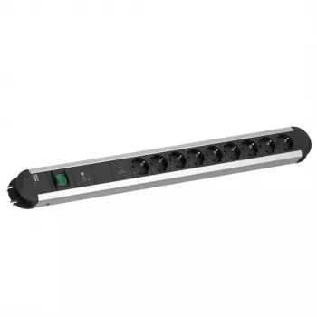Bachmann PRIMO 9x CEE 7/3 Steckdosenleiste mit Schalter, 2,0m Kabel, Schwarz