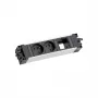 Bachmann 906.0238 STEP ALU Desk Strom- & Datenmodul, 2x Typ E Steckdosen, 2x Keystone Slots, 3m Kabel, Silber/Schwarz