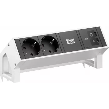Bachmann DESK2 2x CEE 7/3 1x USB-C 45W 0,2m Edelstahl Tisch-Strommodul