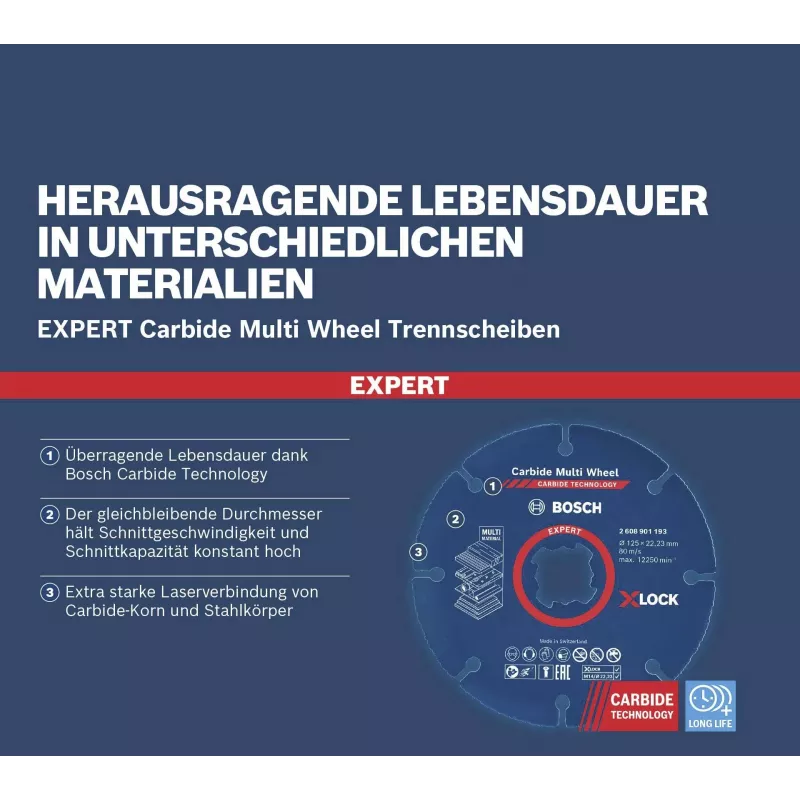 Bosch 10 Trennscheiben EXPERT Carbide Multi Wheel 125 mm (2608901195)