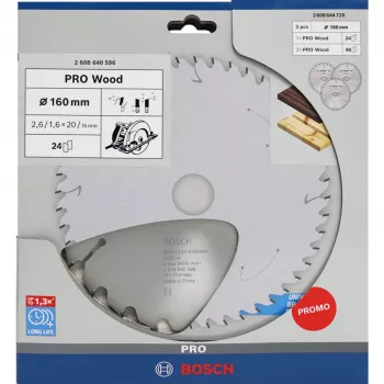 BOSCH POWERTOOLS PRO Holz-Kreissägeblatt 160 mm (3er-Vorteilspack)