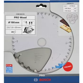BOSCH Power Tools PRO Holz-Kreissägeblatt 190 mm (3er-Vorteilspack)