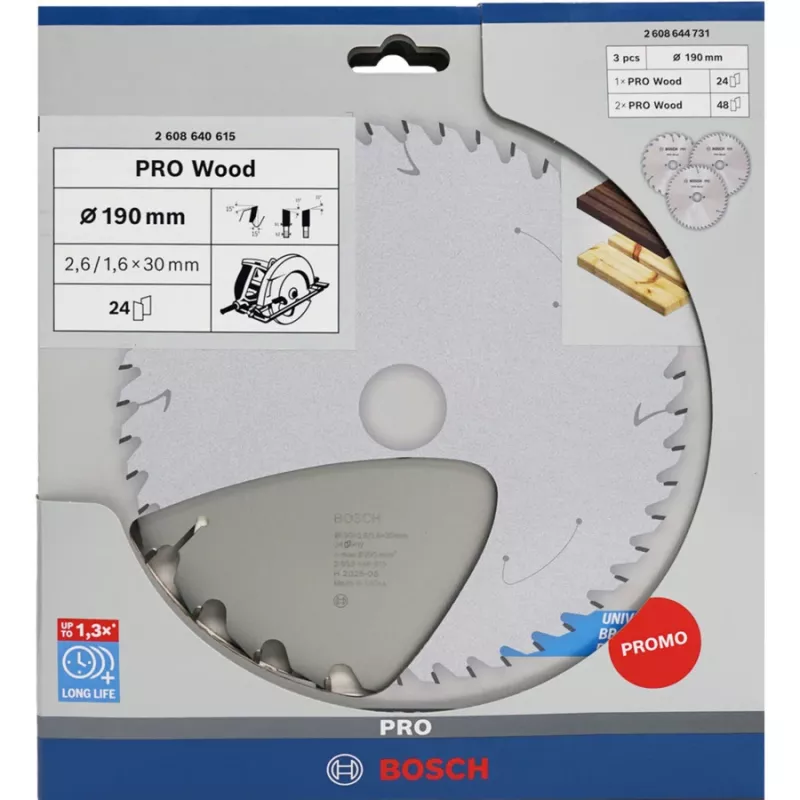 BOSCH Power Tools PRO Holz-Kreissägeblatt 190 mm (3er-Vorteilspack)