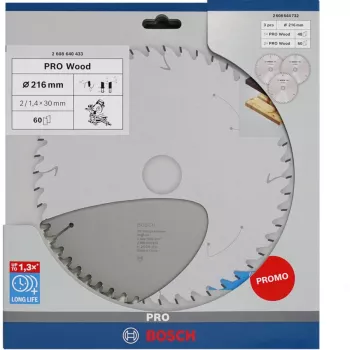 BOSCH POWERTOOLS PRO Wood Kreissägeblatt 216 mm (3er-Promo-Pack)