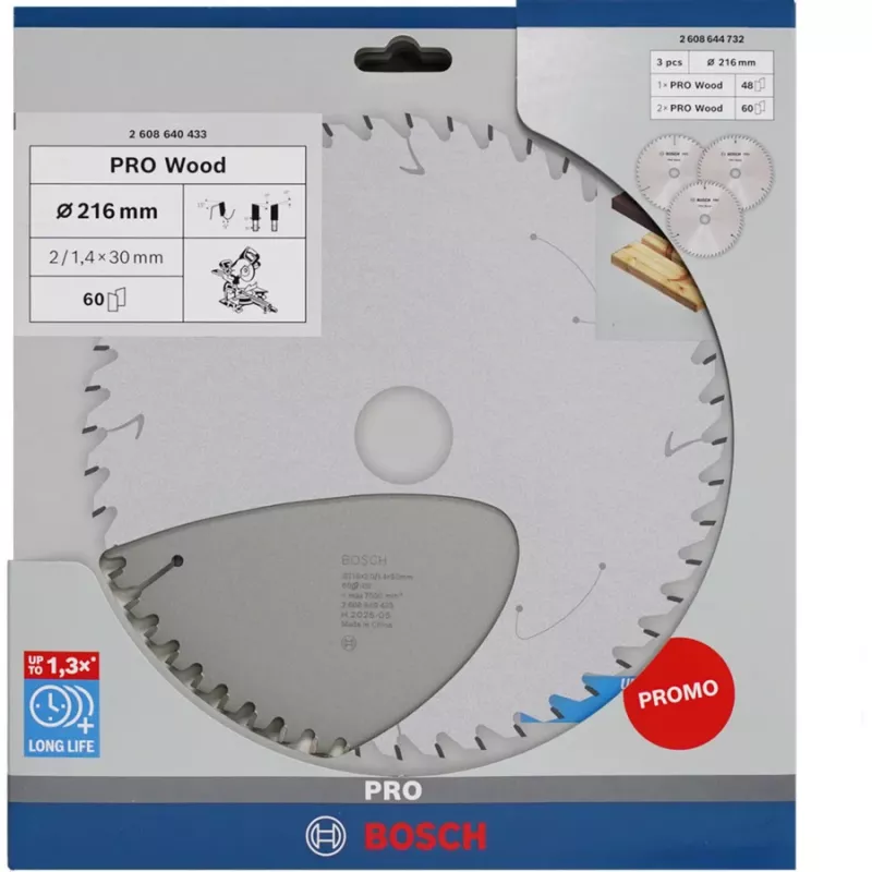 BOSCH POWERTOOLS PRO Wood Kreissägeblatt 216 mm (3er-Promo-Pack)