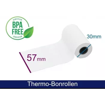 ARTDEV Thermorolle - 57x30x12 mm B/D max./K mit Lastschrifttext Weiß 9m