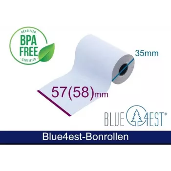 ARTDEV Thermorolle - 57x35x12 mm B/D max./K weiß 14m Blue4est Blue Eco Paper mit