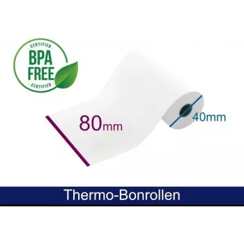 ARTDEV Thermorolle 80x40x12 mm Weiß Direkt-Thermo-Bonrolle