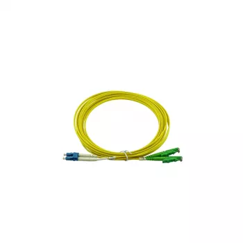 BlueOptics Duplex Glasfaser-Patchkabel, LC-UPC auf E2000-APC, Singlemode OS2, 1 m, Blau/Grün