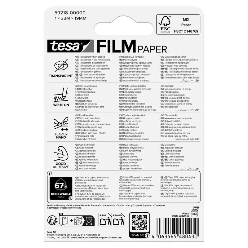 Tesa Film Paper 8x Transparent zum Beschriften und Falten