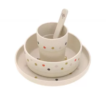 Lassig Kindergeschirr Set Little Mateys Spicy Orange, 4-teilig (Teller, Schüssel, Becher, Löffel), 70 % Polypropylen und 30 % Cellulose