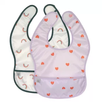 Lassig Wasserdichtes Lätzchen-Set 6m+ Happy Rascals Heart Lavender