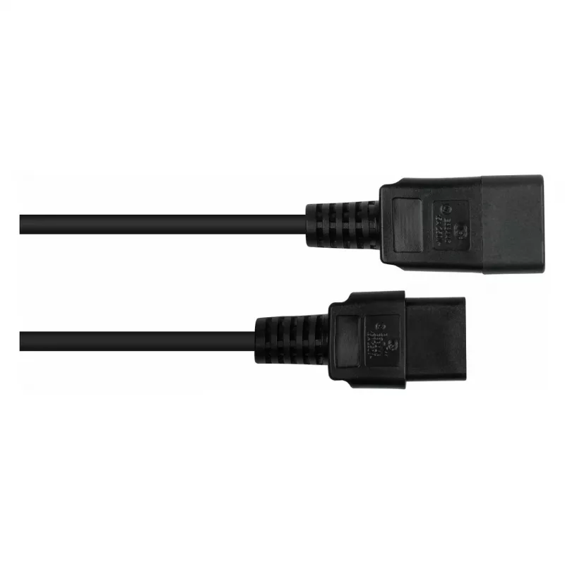 Kabelmeister Power Extension Cable C20 to C19, Black, 1,5m