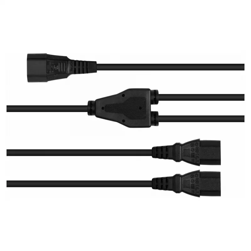 Kabelmeister Y-Kaltgeräteverlängerung C14 auf 2x C13, 0,3 m, schwarz