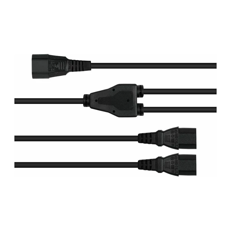 Kabelmeister Y-Kaltgerätekabel C14 auf 2x C13, 2 m, schwarz
