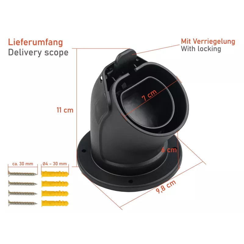 kabelmeister Wandhalterung für Typ 2 EV-Ladekabel - Schwarz