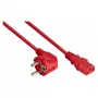 Kabelmeister Netzkabel Schuko-Stecker Typ E+F (90° gewinkelt) auf IEC C13, Rot, 0,75 m