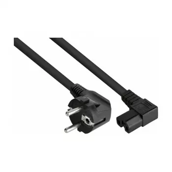 kabelmeister Stromkabel Schuko-Stecker Typ E+F (90° abgewinkelt) auf C15 Heizgeräte-Steckverbinder (rechtwinklig), 1,8 m, Schwarz