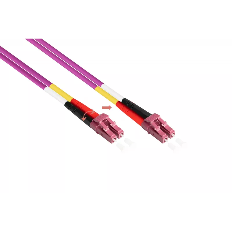Kabelmeister Patchkabel LWL Duplex OM4 Multimode 50/125 LC/LC LSZH wechselbare Polarität - Glasfasernetzwerkkabel