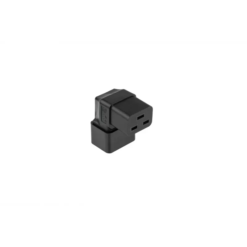 Kabelmeister Netzadapter C20 Stecker auf C19 Kupplung gewinkelt Auf/Ab - 16A 250V 4000W Schwarz