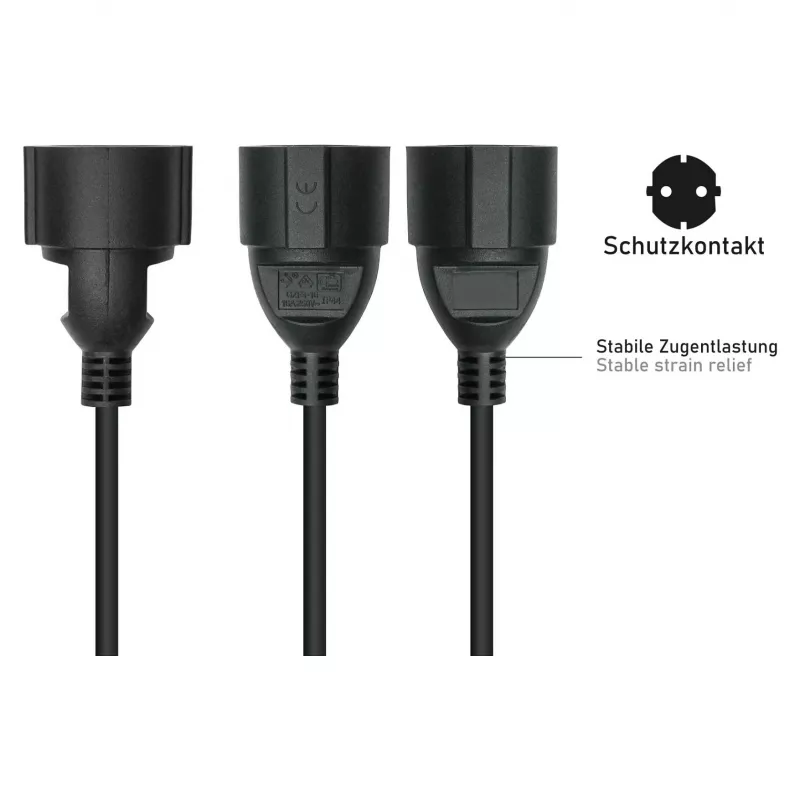 Kabelmeister Netzkabel C14 auf Schuko Steckdose Schwarz 0,5m