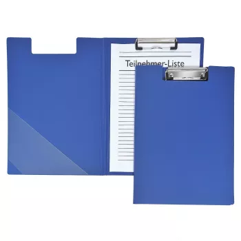 FolderSys A4 Klemmbrettmappe Blau Polypropylen PP Klemmmechanismus mit Stifthalter