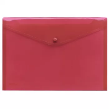 FolderSys A4 rote transparente PP Dokumententasche mit Druckknopf, 10er-Pack