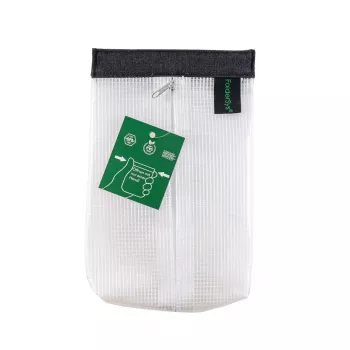 FolderSys SnapBag DIN A6 klar transparente PVC-freie Dokumententasche mit schwarzer Naht