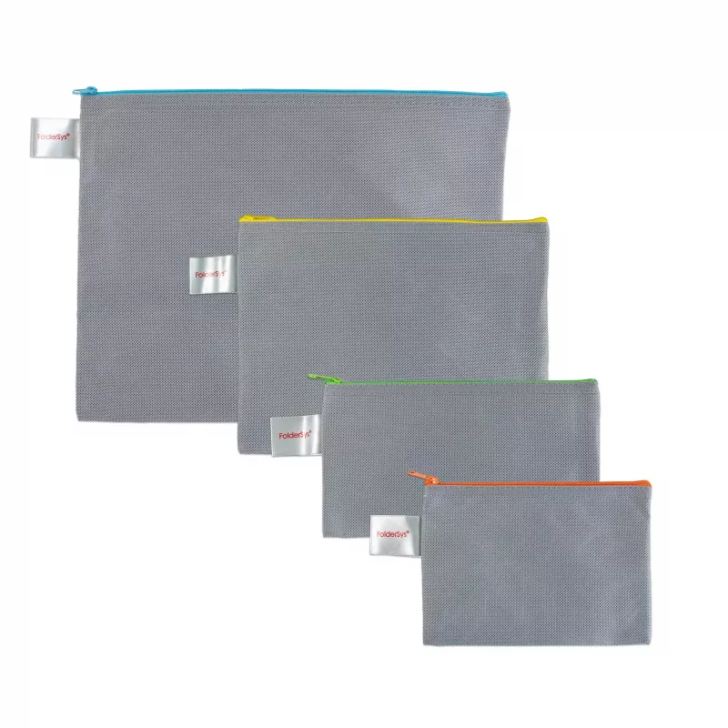 FolderSys Zipper-Beutel A6 grau opak Vlies-PP 125 x 180 mm