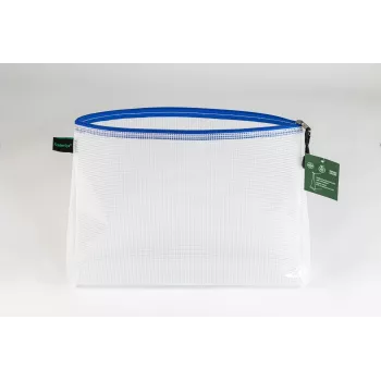 Foldersys Dokumenten-Reißverschlusstasche A4 transparent/blau 0,28 mm 1 Stück