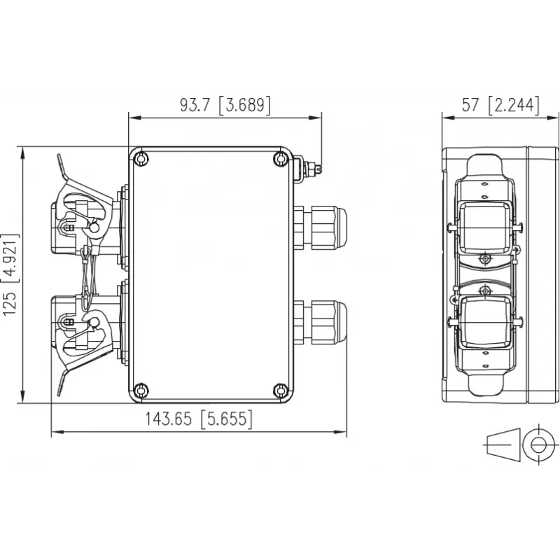 METZ CONNECT E-DAT Industry IP67 V5 2-Port Aufputz-Netzwerkdose, Aluminium, Grau (1401060320ME)