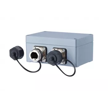 METZ CONNECT 1401010620ME industrielle Ethernet-Anschlussdose, grau, Metall, IP67, 124x78x57 mm