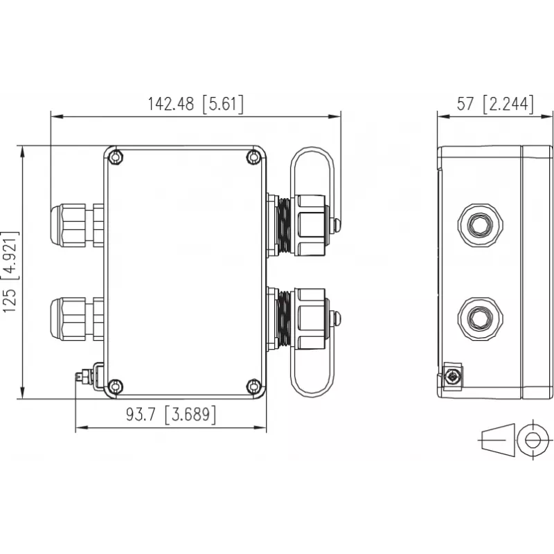 METZ CONNECT 1401010620ME industrielle Ethernet-Anschlussdose, grau, Metall, IP67, 124x78x57 mm