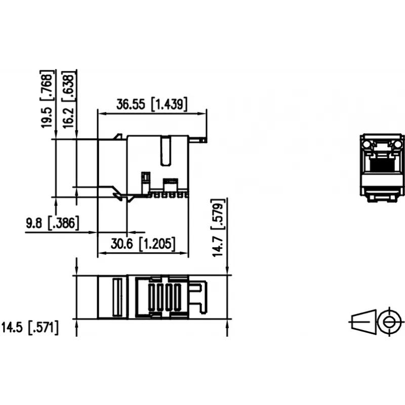 METZ CONNECT 130A10-29-I-B1 Flach Schwarz RJ45 Buchse Cat6A Geschirmt Keystone Modul