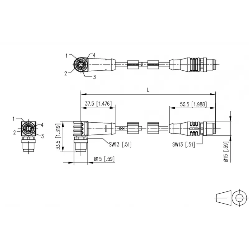 METZ CONNECT M12 Winkel- auf Gerade Patchkabel, D-codiert, 4-polig, 10 m, geschirmt, PUR, Grün