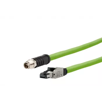 METZ CONNECT Industrial Ethernet Kabel M12 X-codiert CAT 6a SF/UTP 10 m Grün PUR Mantel Schleppkettentauglich (142M6X18100)