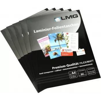 LMG Laminierfolien Matt A4 80 Mikron 25er-Pack
