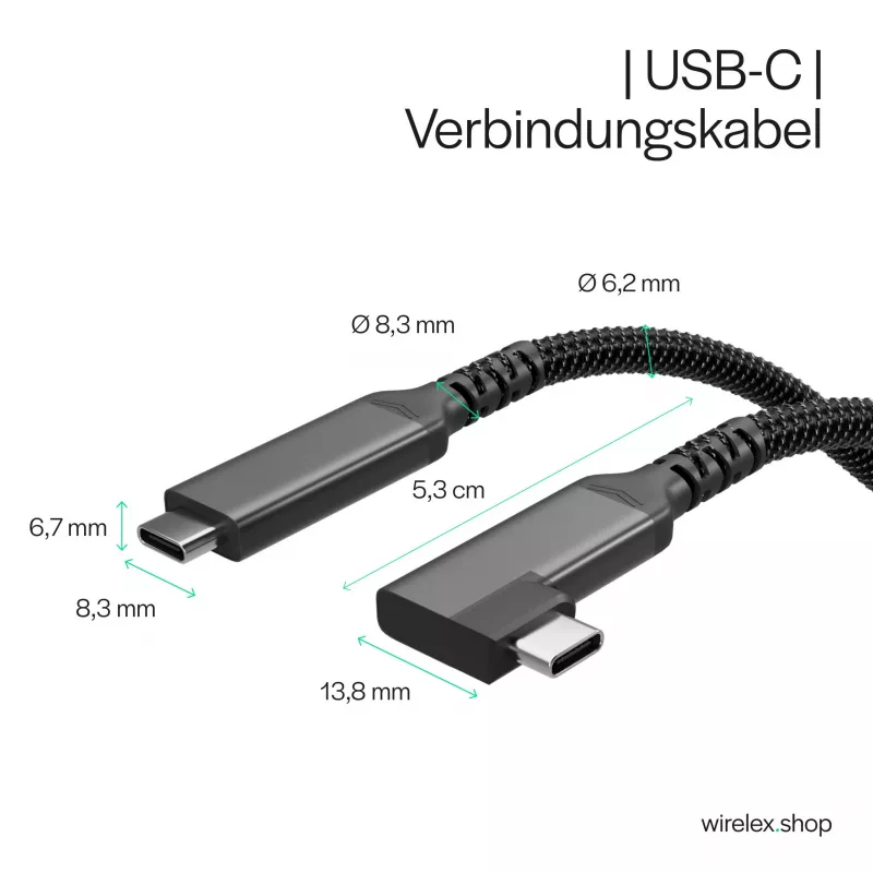 S CONN S/CONN maximum connectivity USB-C Ladekabel USB-C auf USB-C 3.2 100W PD Textil 90° - Kabel - Digital/Daten