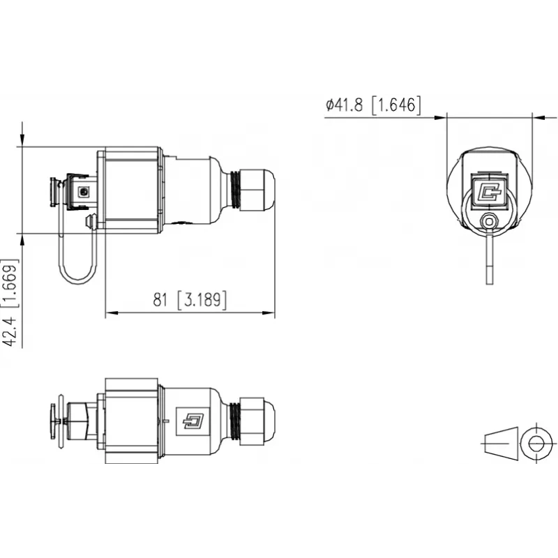 METZ CONNECT E-DAT Industry IP67 V4 Kabelkupplung RJ45 Field Jack Insert Cat.6