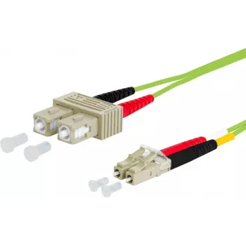METZ CONNECT OpDAT Patchkabel SC-Duplex / LC-Duplex OM5, 3,0 m, Limettengrün